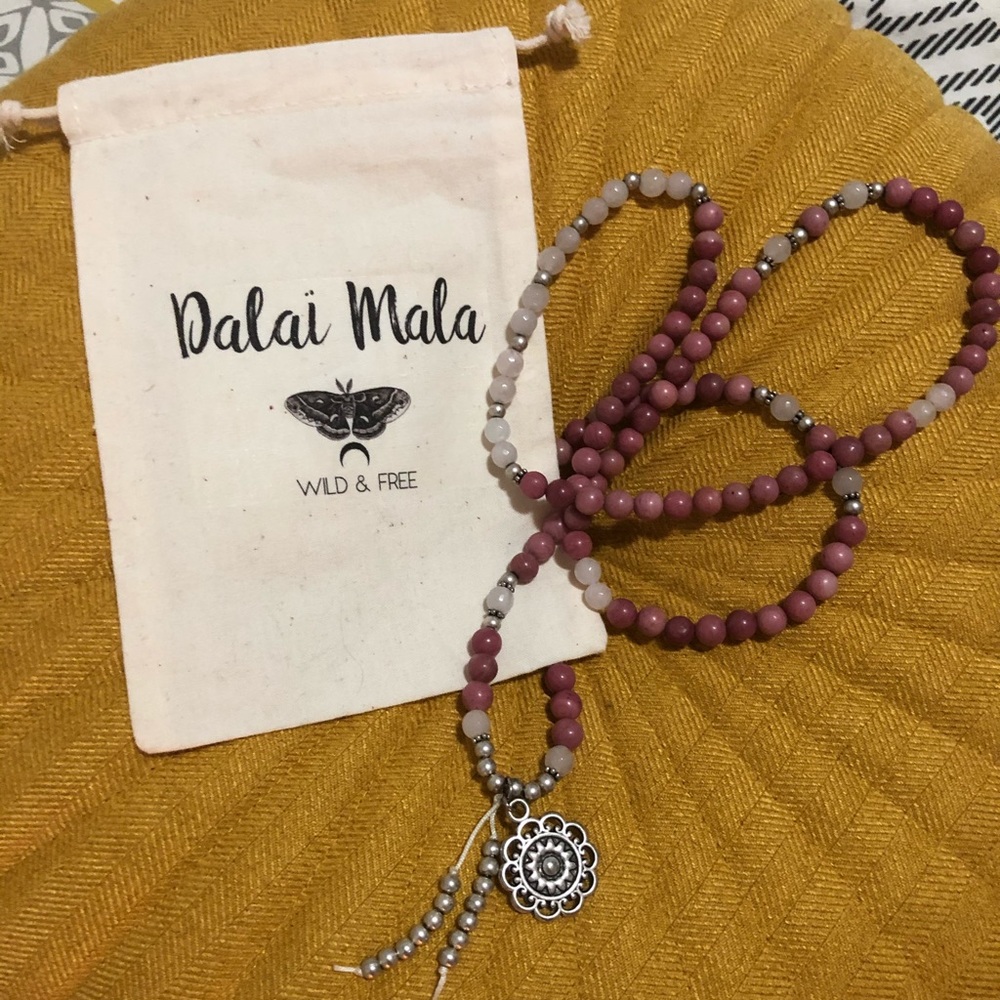 Necklace Mala Rhodonite